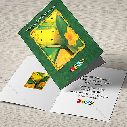 Karnet WN1-129 Żółte jajo w pomarańczowej ramce, tył