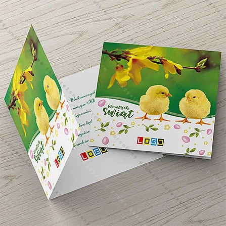 Karnet WN2-033 Puszyste maluchy pod żółtymi kwiatami, tył