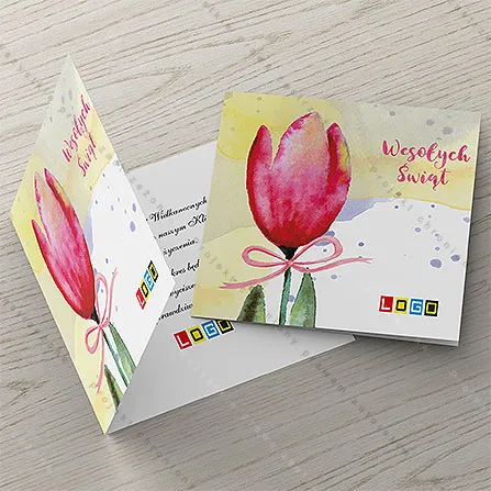 Karnet WN2-047 Tulipan w malinie i różu, tył