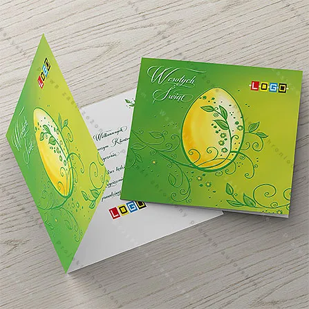 Karnet WN2-069 Kręcone pędy wokół żółtego jaja, tył