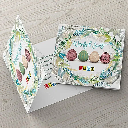Karnet WN2-114 Cztery ornamentowe pisanki w akwareli, tył