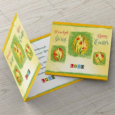 Karnet WN2-152 Tulipany w ramkach na żółci, tył