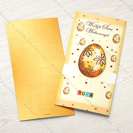 Karnet WN3-025 Bursztynowy ornament i gromadka pisanek, tył
