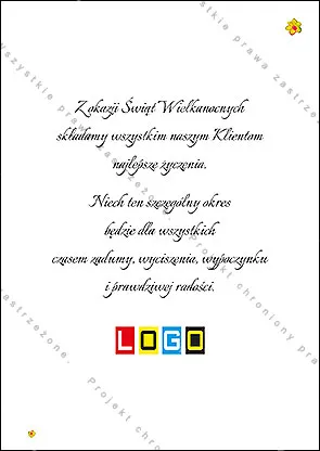 Kartka WZ1-124 Złoty napis nad zdjęciem pisanek, tył