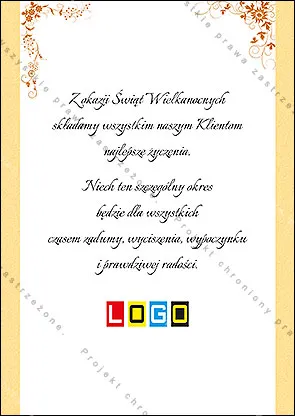 Kartka WZ1-127 Pomarańczowe pisanki na żółtym tle, tył